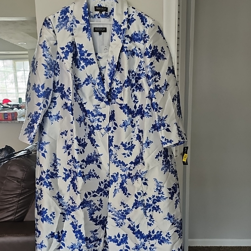 Blue and White Floral Coat